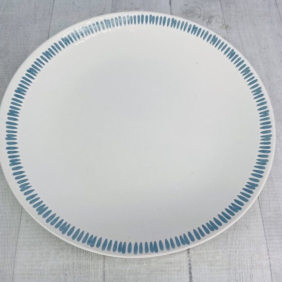 Rachael Ray SUN DAISY L008 Handpainted Blue Lines Stoneware Dinner Plate Set 4 - Picture 8 of 16